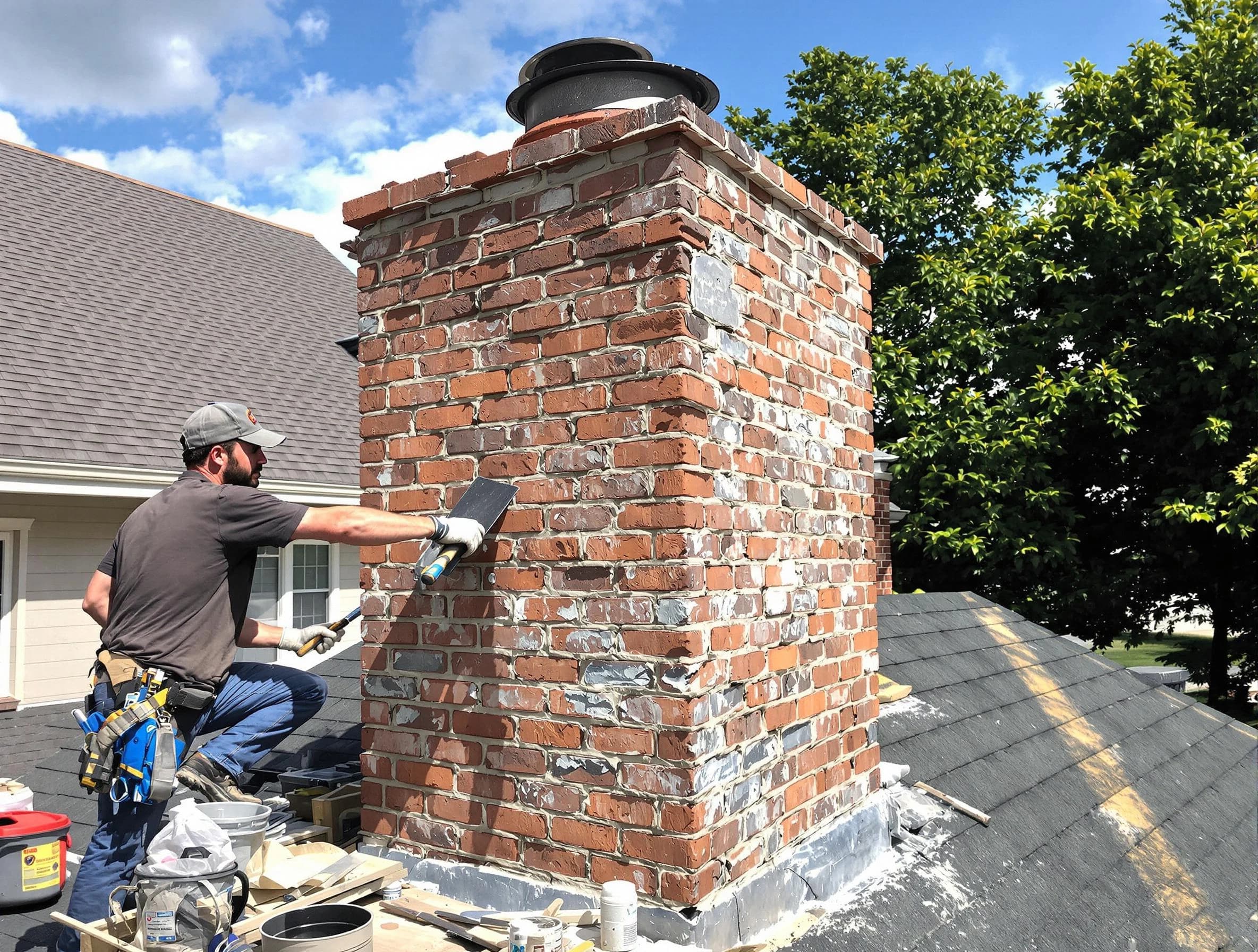 Completed chimney rebuild by Norwood Chimney Sweep in Norwood, MA