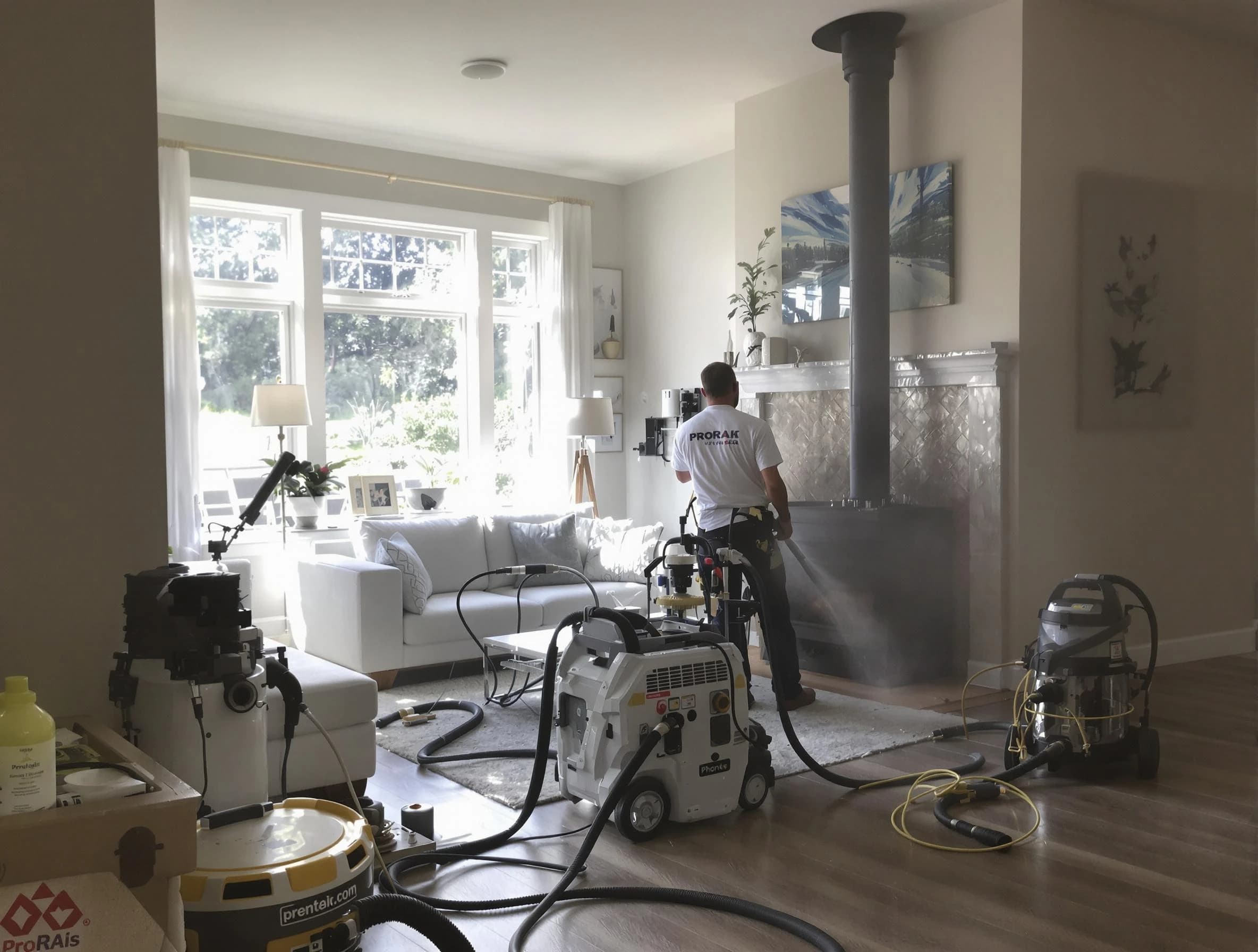Soot removal service by Norwood Chimney Sweep for a fireplace in Norwood, MA