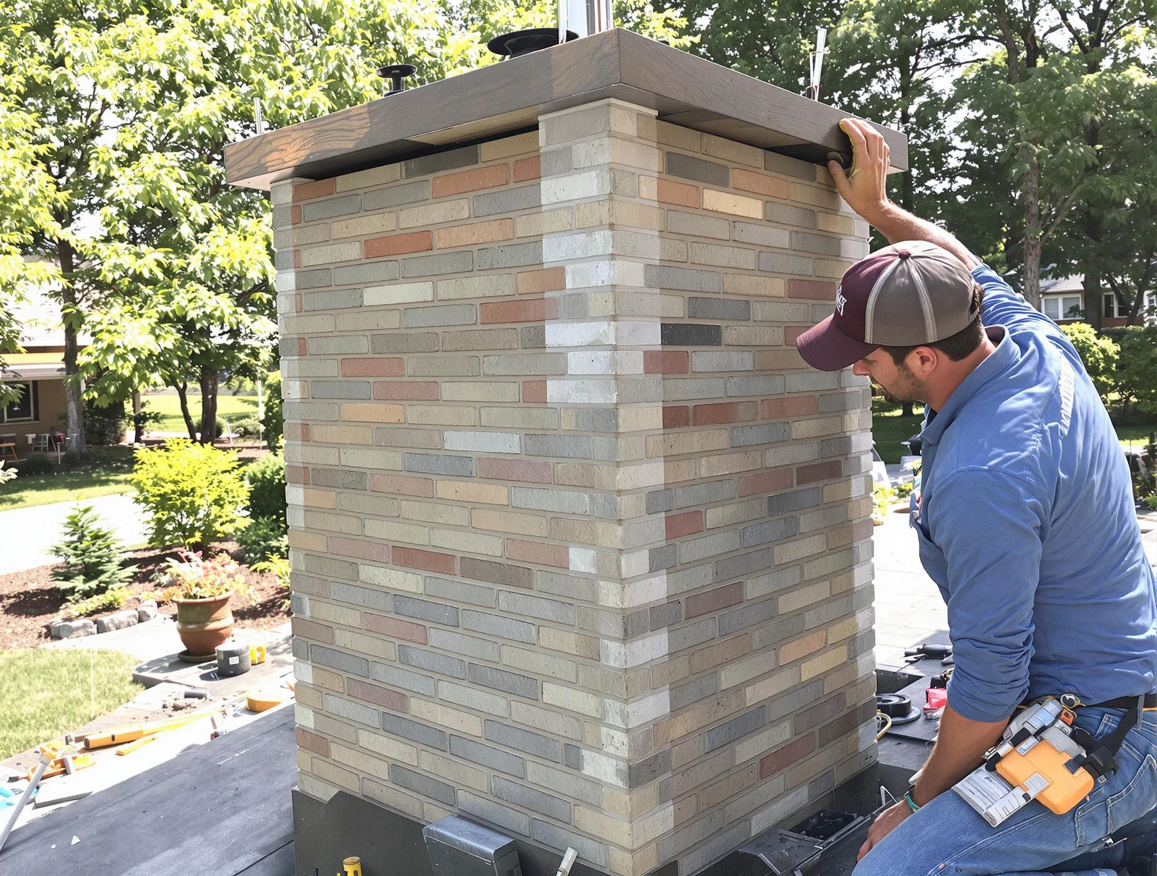 Norwood Chimney Sweep completing a modern chimney remodel in Norwood, MA