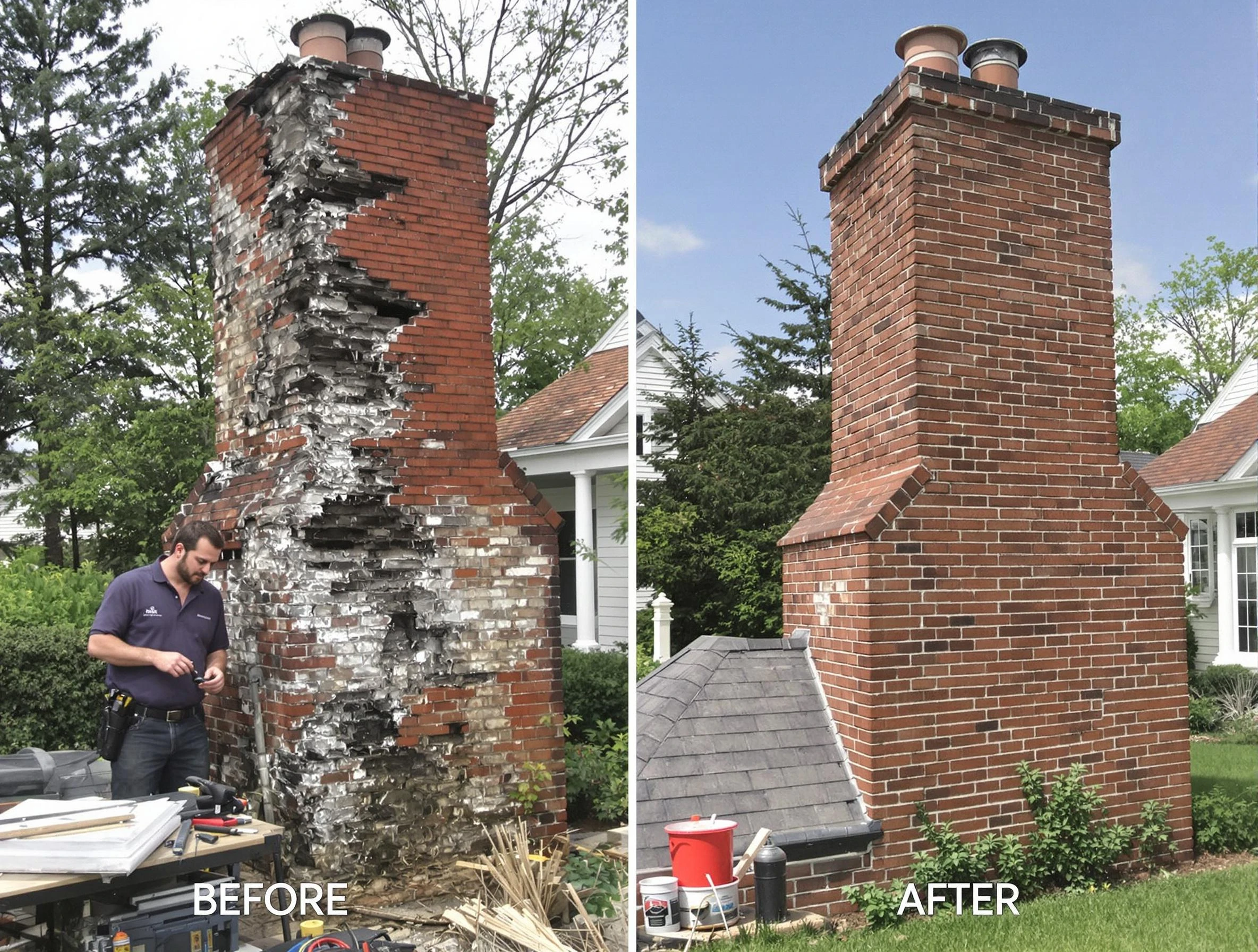 Norwood Chimney Sweep performing a full chimney restoration in Norwood, MA
