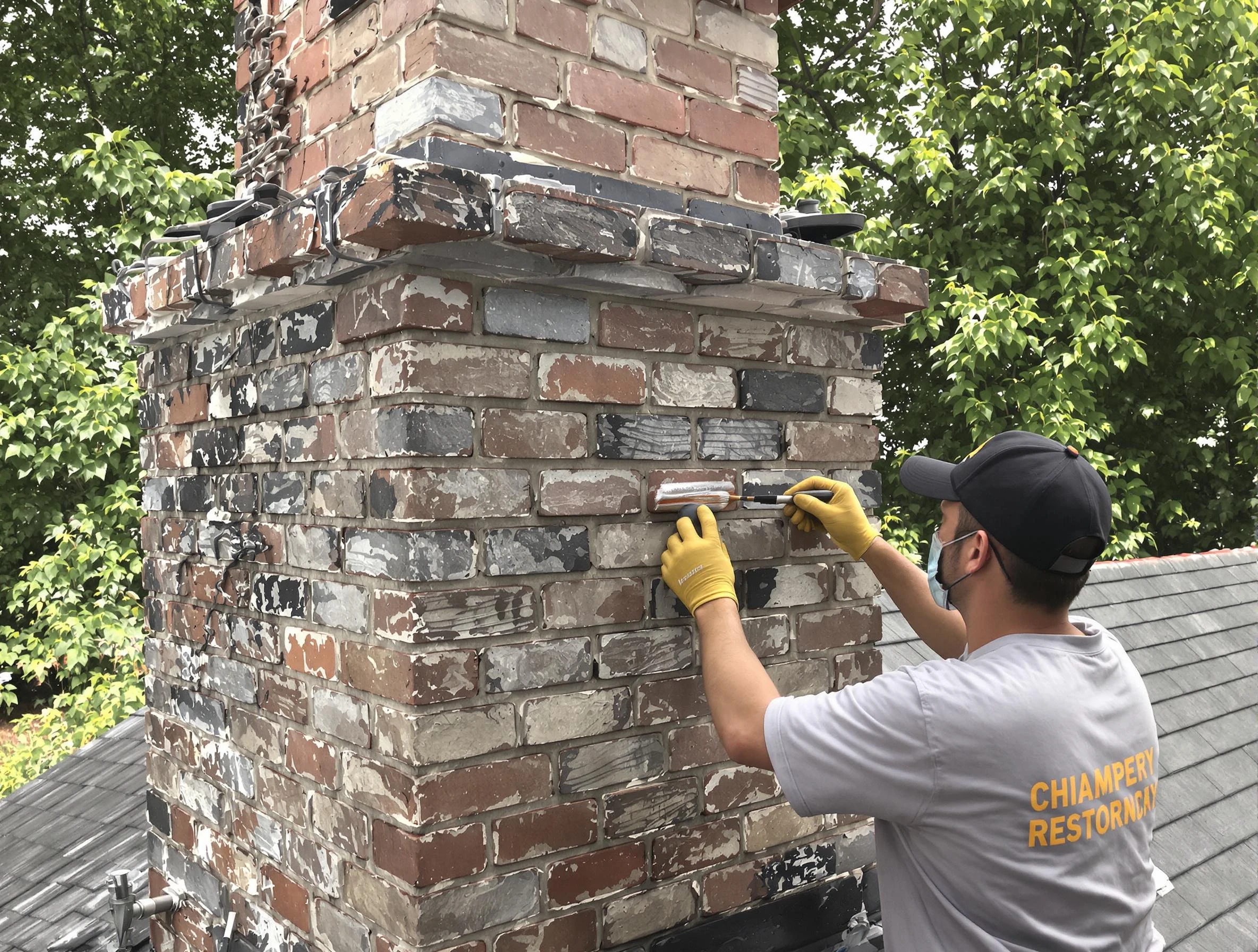 In-progress chimney restoration by Norwood Chimney Sweep in Norwood, MA