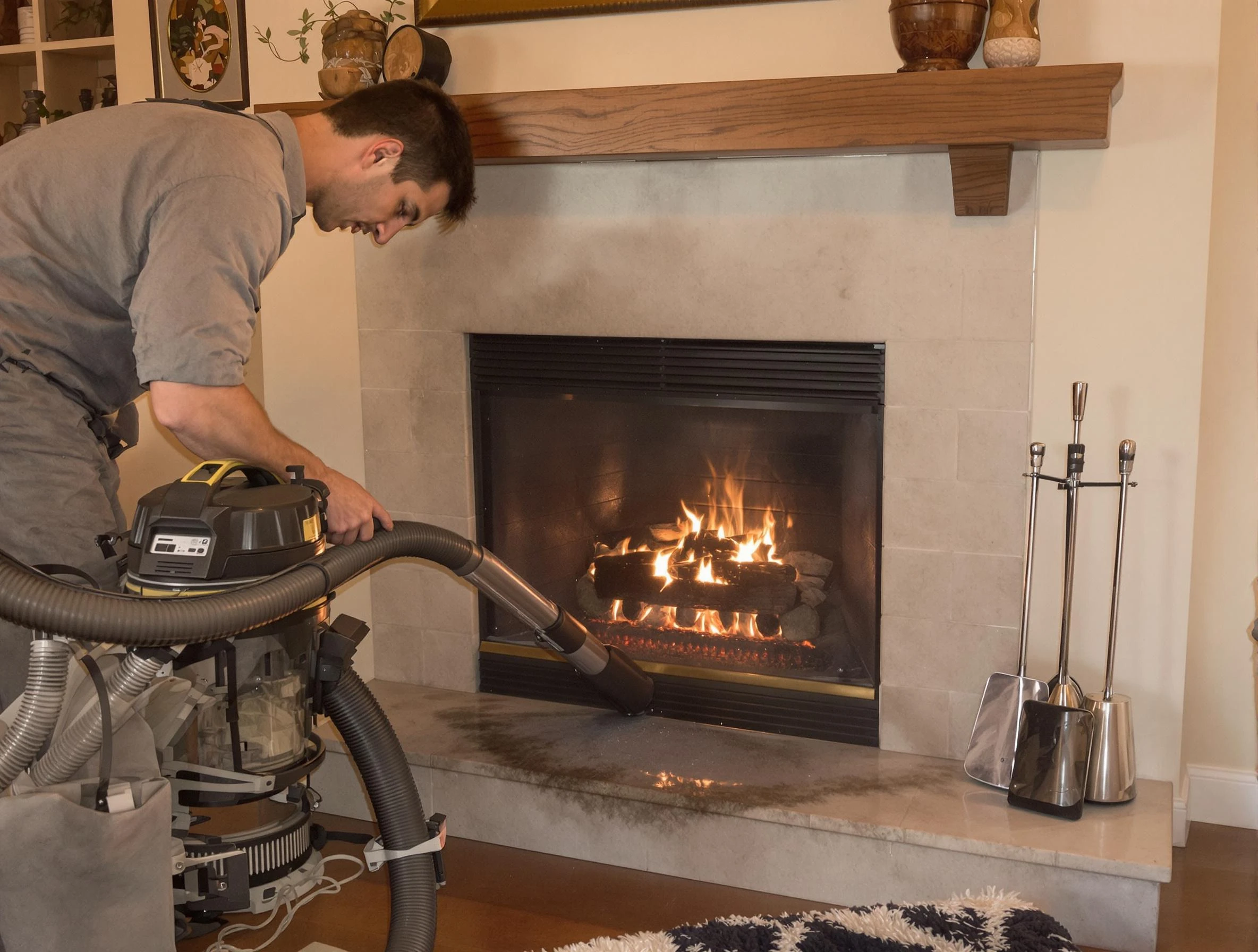 Routine fireplace upkeep by Norwood Chimney Sweep in Norwood, MA